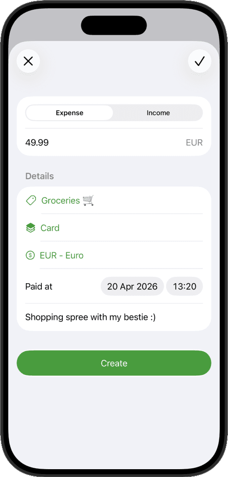 Add transaction screen